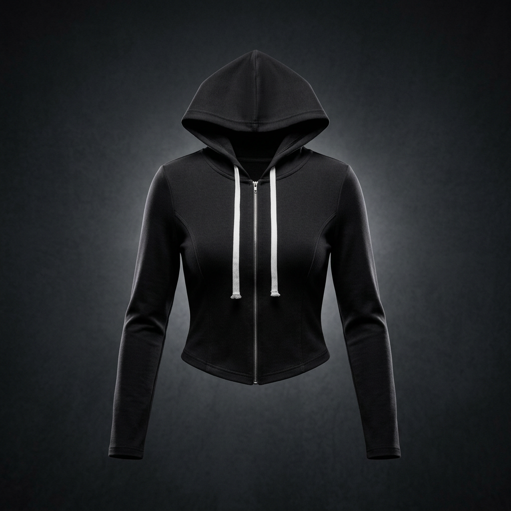 Women's Slim Cropped Full Zip Hoodie