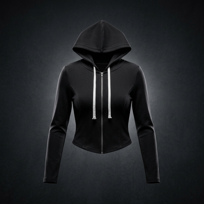 Women's Slim Cropped Full Zip Hoodie