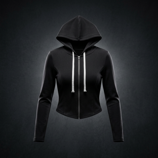 Women's Slim Cropped Full Zip Hoodie