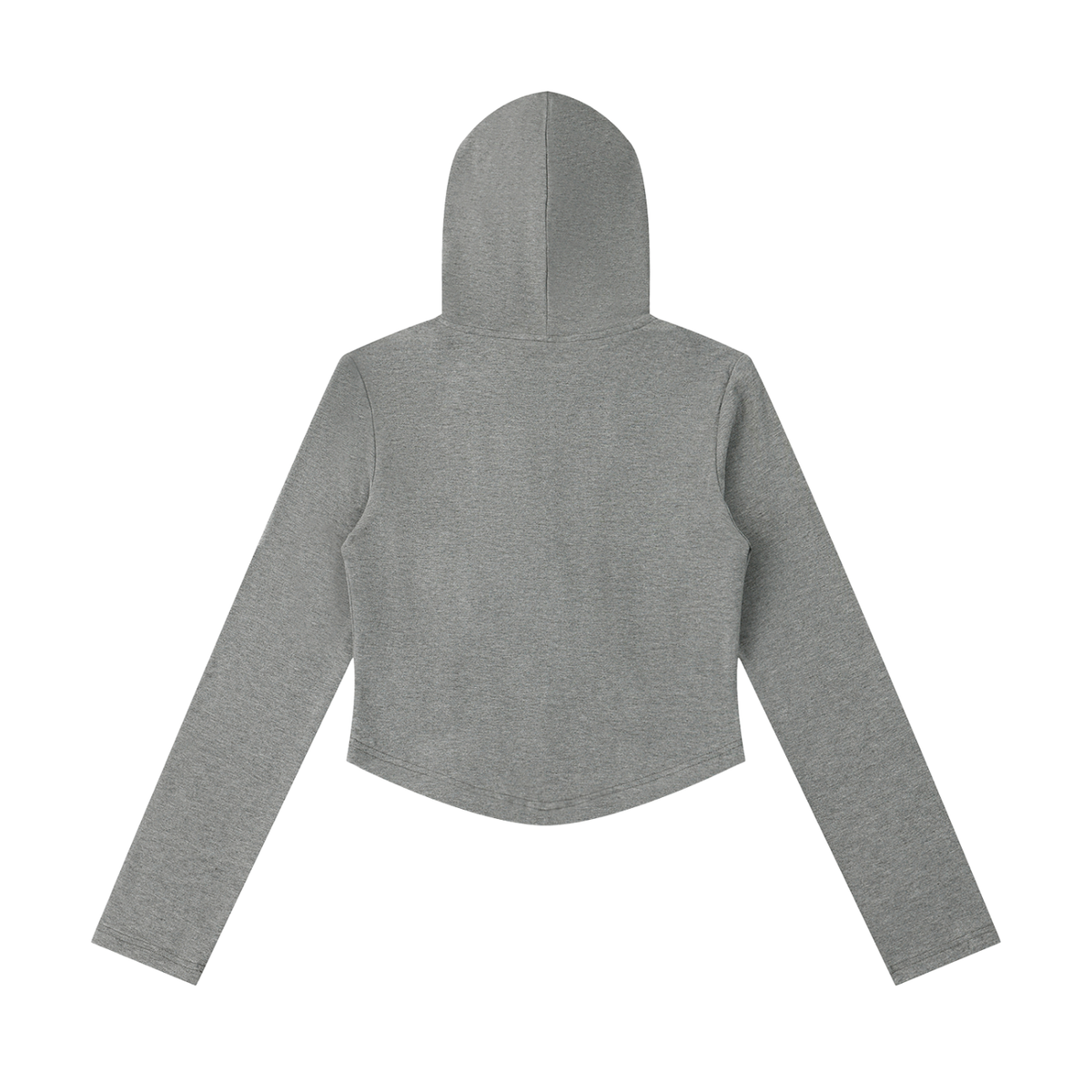 Women's Slim Cropped Full Zip Hoodie in flower gray, alternate angle