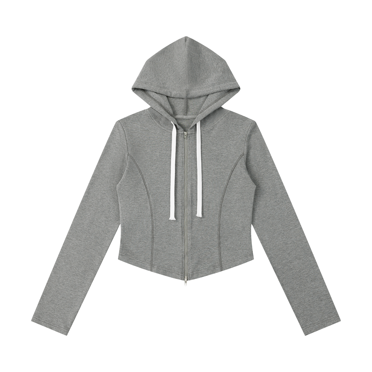 Women's Slim Cropped Full Zip Hoodie in flower gray