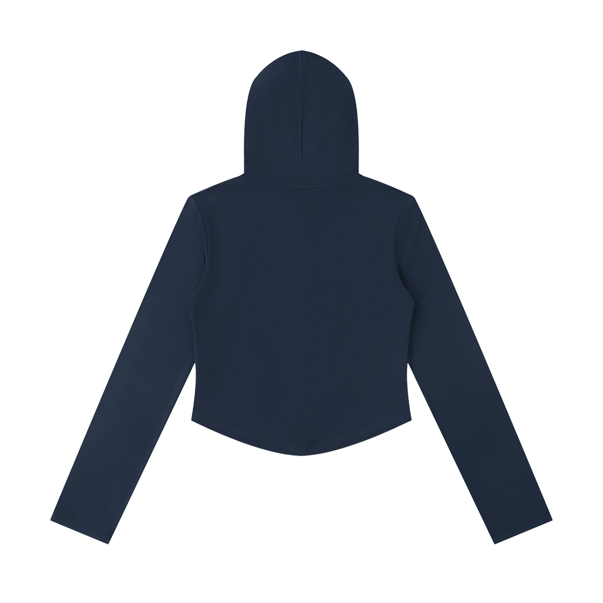 Women's Slim Cropped Full Zip Hoodie in navy blue, alternate angle