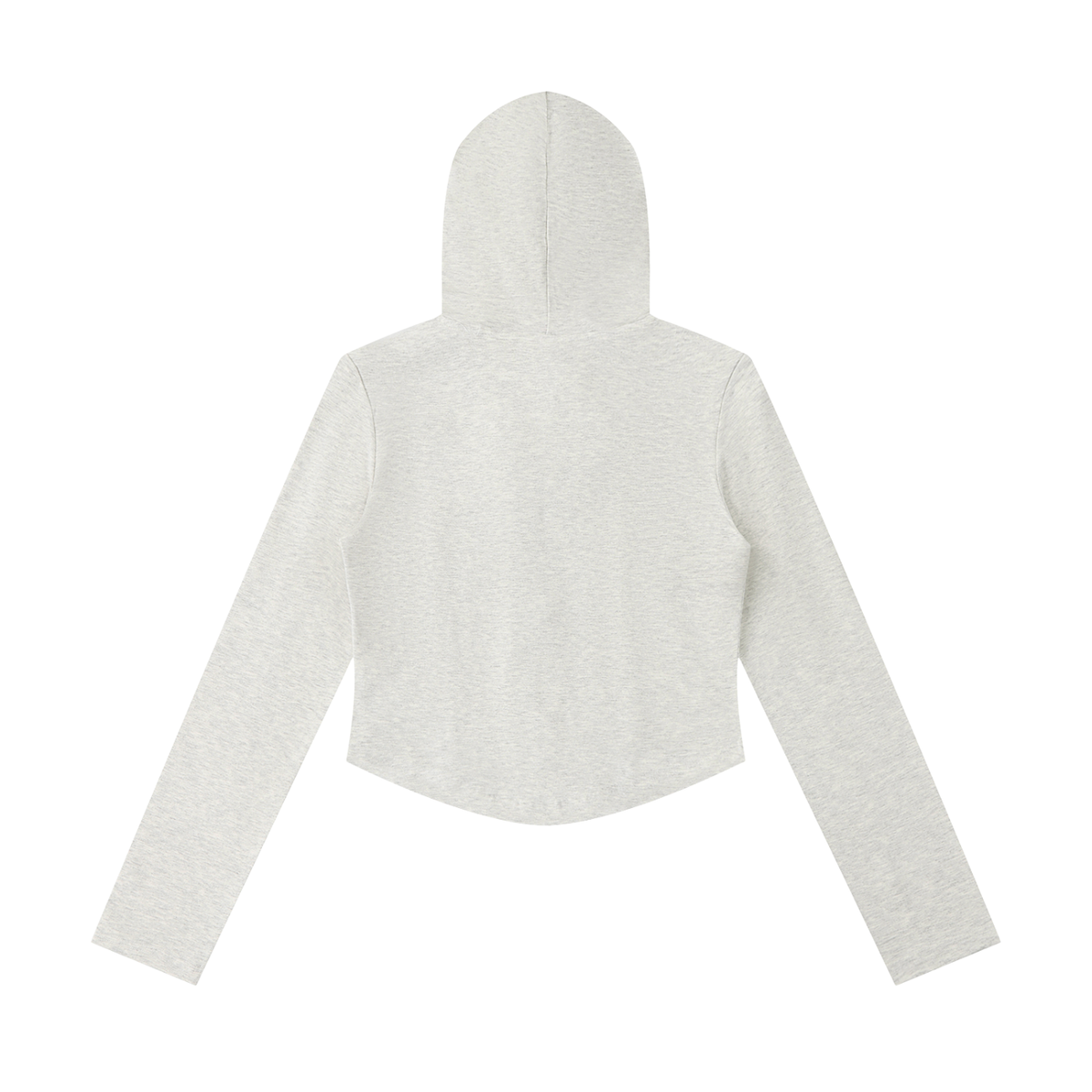 Women's Slim Cropped Full Zip Hoodie in oat gray, alternate angle