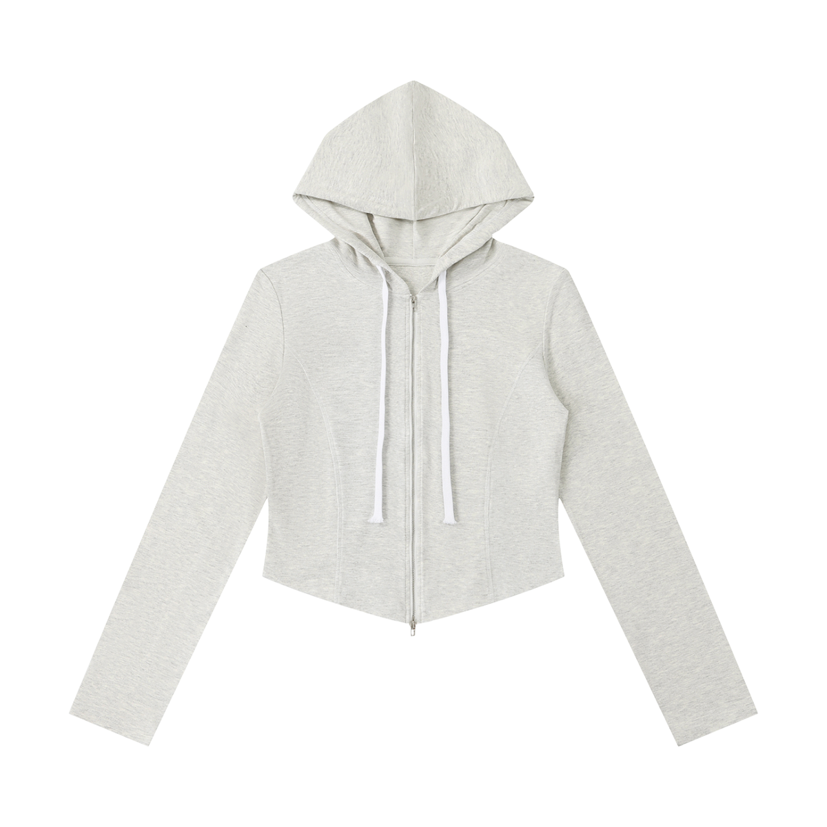 Women's Slim Cropped Full Zip Hoodie in oat gray