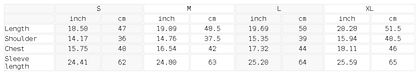 Size chart for the Women's Slim Cropped Full Zip Hoodie
