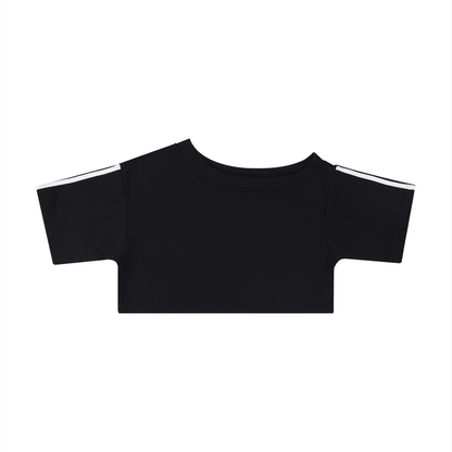 Women's Slim Fit Asymmetrical Neck T-Shirt in black