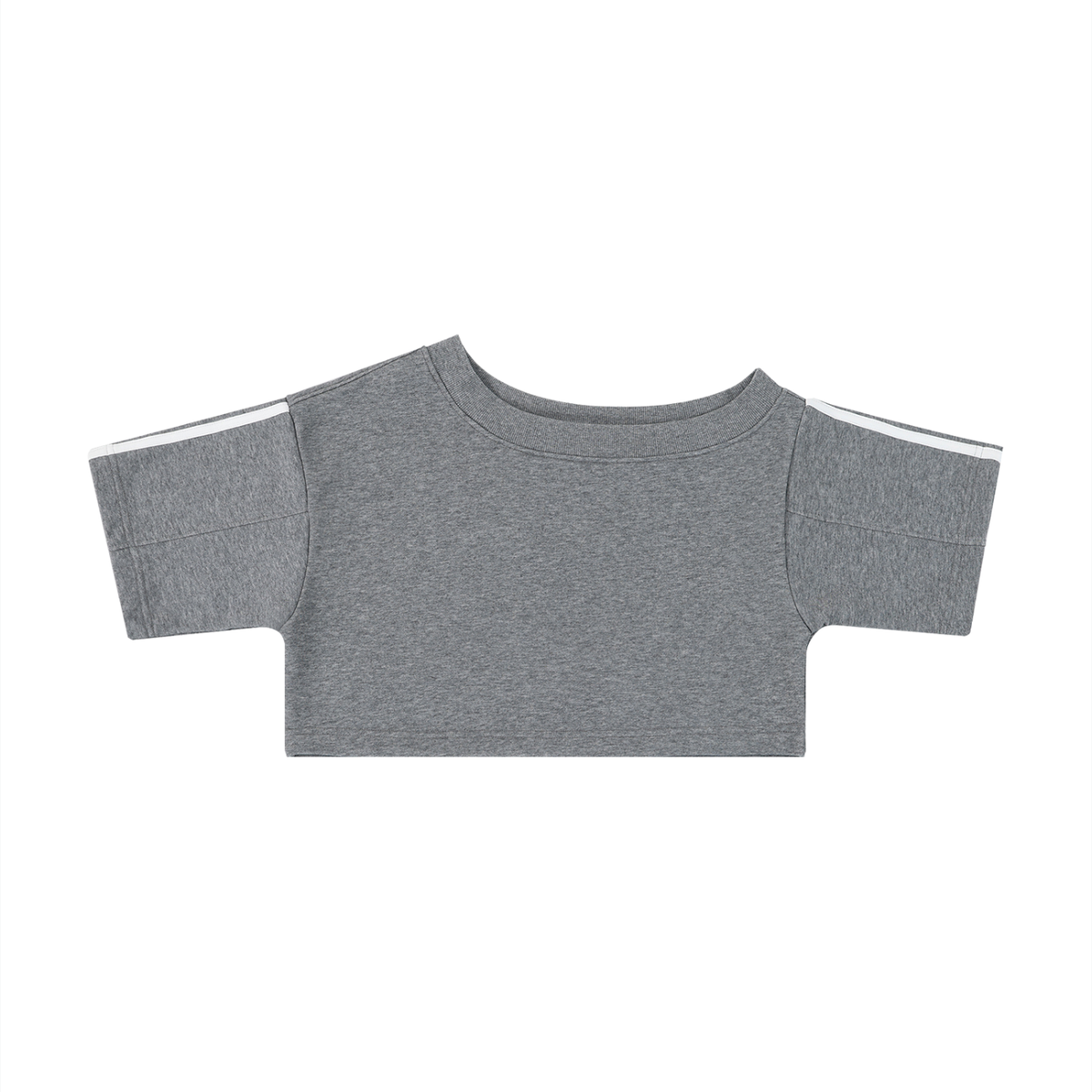 Women's Slim Fit Asymmetrical Neck T-Shirt in flower gray