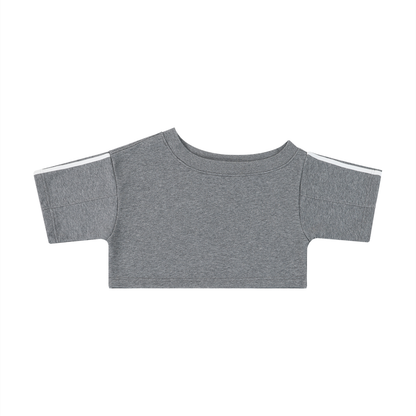 Women's Slim Fit Asymmetrical Neck T-Shirt in flower gray