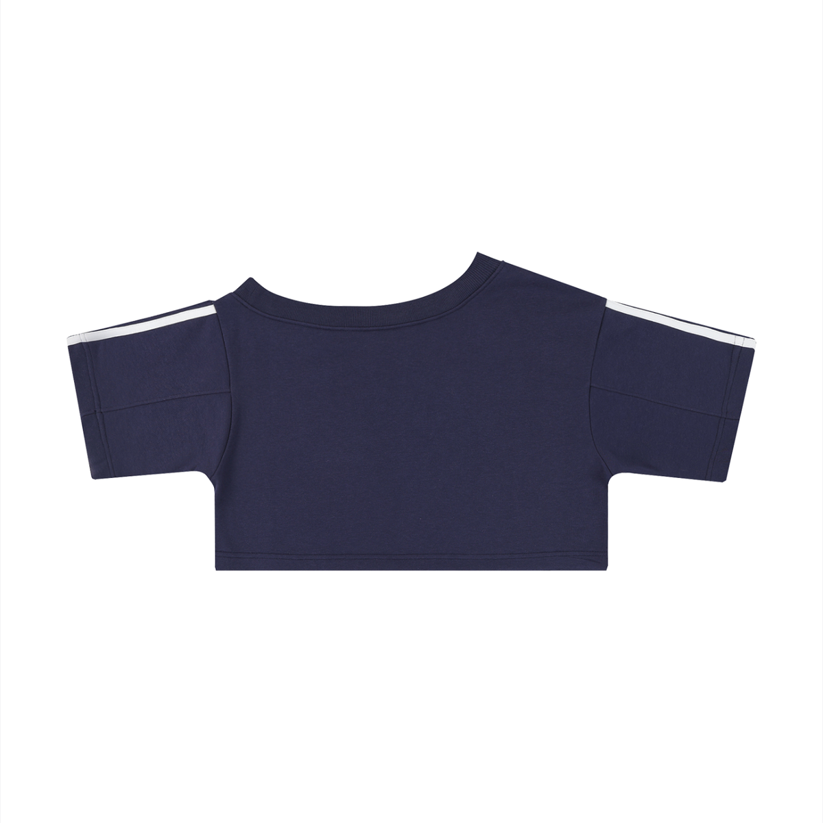 Women's Slim Fit Asymmetrical Neck T-Shirt in navy blue, alternate angle