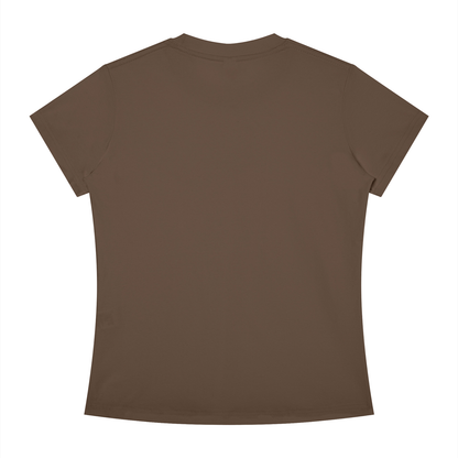 Women's Slim Fit Crewneck T-Shirt in coffee, alternate angle