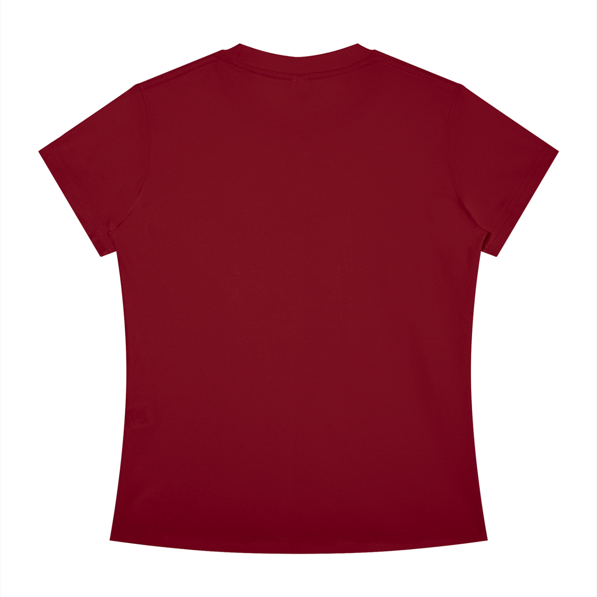 Women's Slim Fit Crewneck T-Shirt in wine red, alternate angle