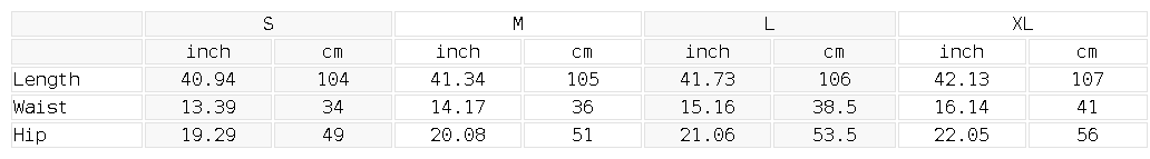 Size chart for the Women's Slim-Fit Flared Sweatpants