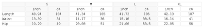 Size chart for the Women's Slim-Fit Flared Sweatpants