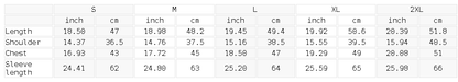 Size chart for the Women's Slim Fit Full-Zip Yoga Jacket