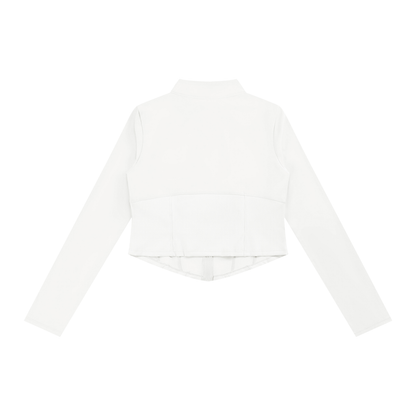 Women's Slim Fit Full-Zip Yoga Jacket in white, alternate angle
