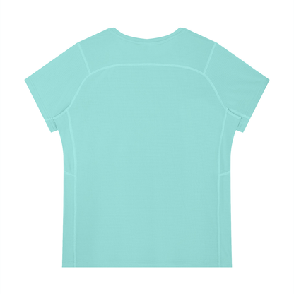 Women's Slim Fit Polyester Crewneck T-Shirt in lake blue, alternate angle