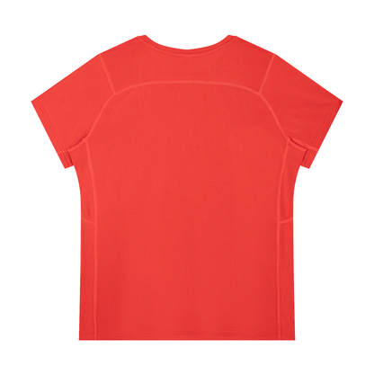 Women's Slim Fit Polyester Crewneck T-Shirt in red, alternate angle