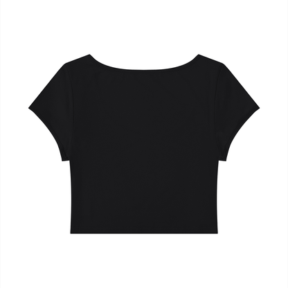 Women's Slim Fit U-Neck Crop T-Shirt in black, alternate angle