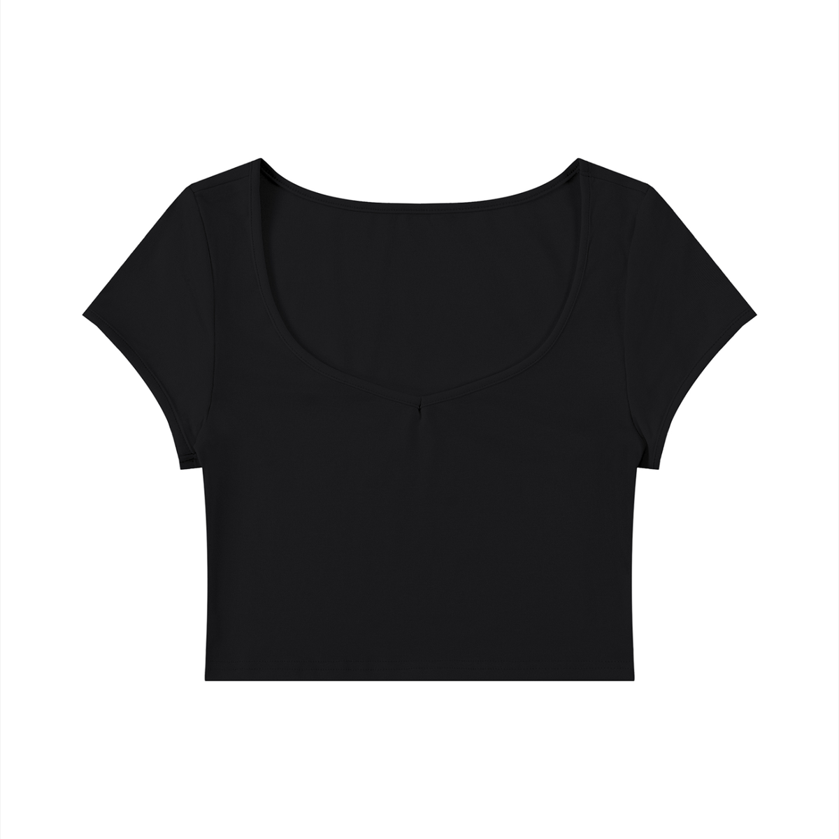 Women's Slim Fit U-Neck Crop T-Shirt in black