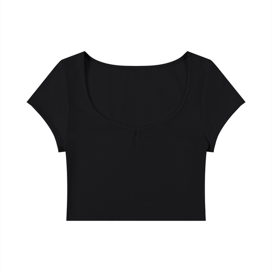 Women's Slim Fit U-Neck Crop T-Shirt in black