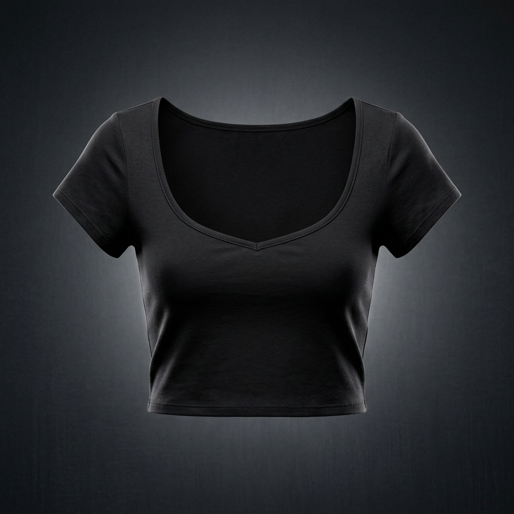 Women's Slim Fit U-Neck Crop T-Shirt
