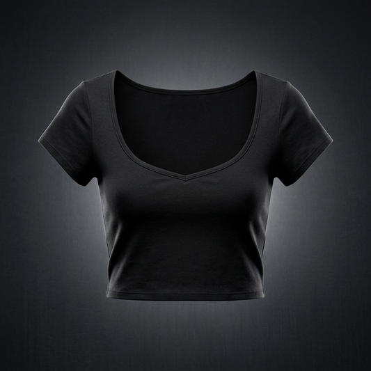 Women's Slim Fit U-Neck Crop T-Shirt
