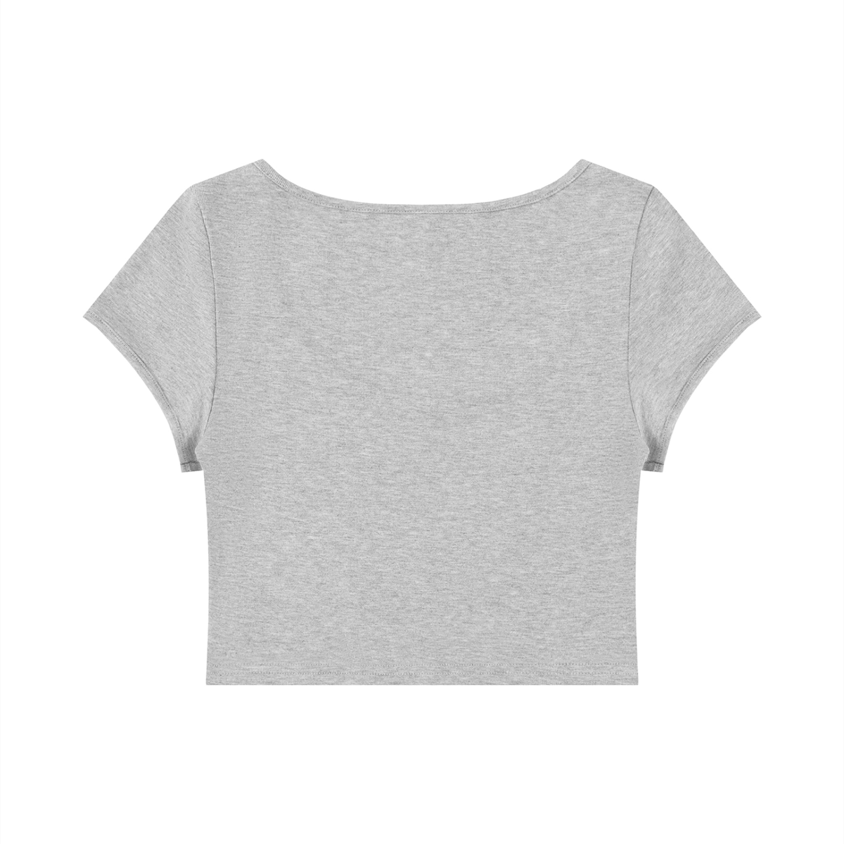 Women's Slim Fit U-Neck Crop T-Shirt in flower gray, alternate angle