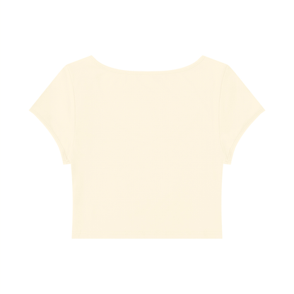 Women's Slim Fit U-Neck Crop T-Shirt in light apricot, alternate angle