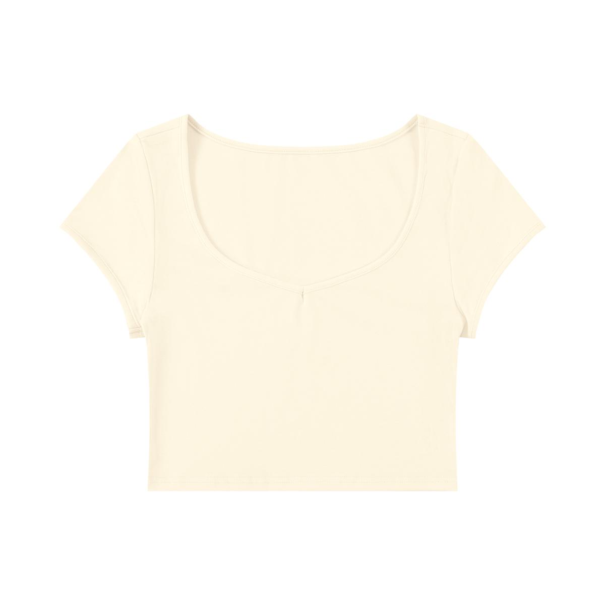 Women's Slim Fit U-Neck Crop T-Shirt in light apricot