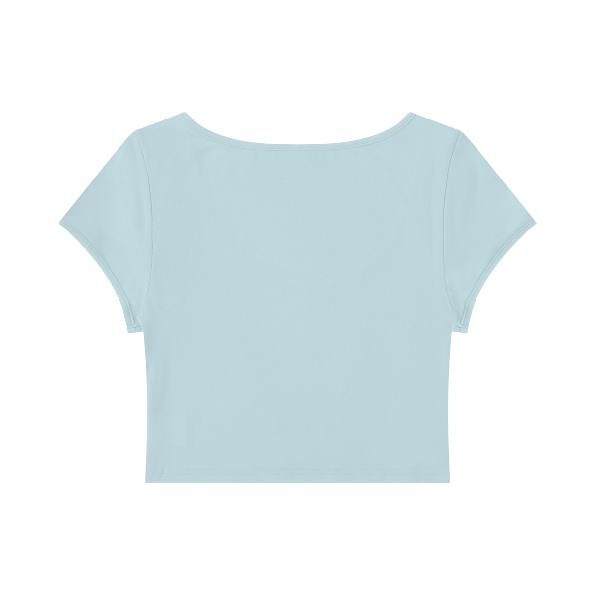 Women's Slim Fit U-Neck Crop T-Shirt in light blue, alternate angle