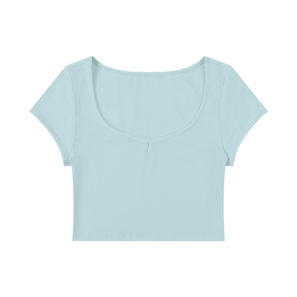Women's Slim Fit U-Neck Crop T-Shirt in light blue