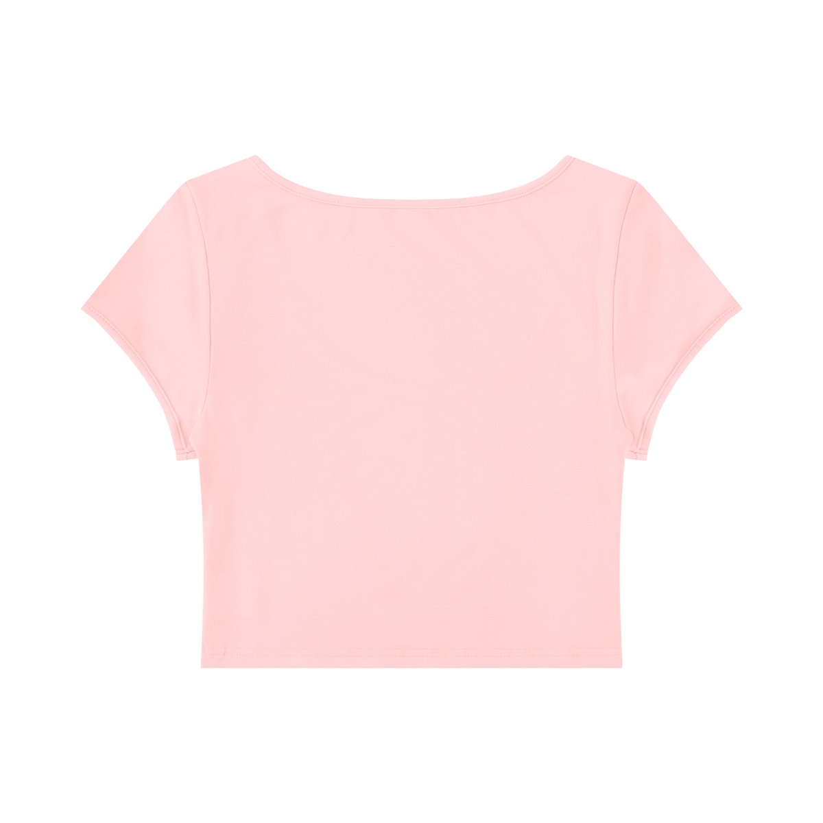 Women's Slim Fit U-Neck Crop T-Shirt in pink, alternate angle