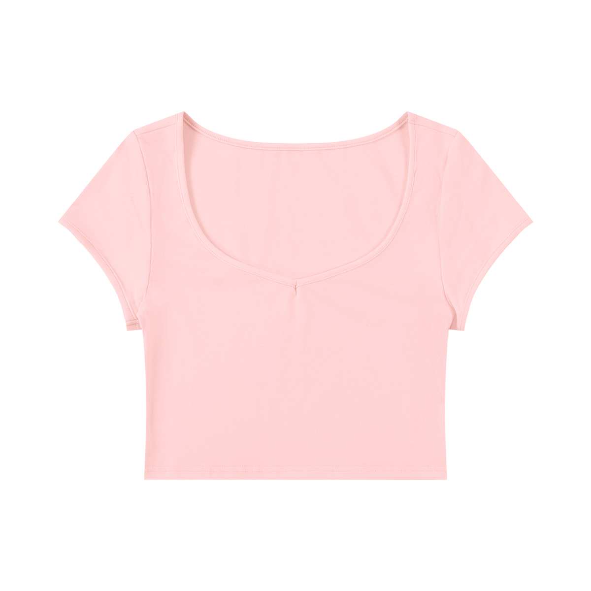 Women's Slim Fit U-Neck Crop T-Shirt in pink