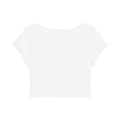 Women's Slim Fit U-Neck Crop T-Shirt in white, alternate angle