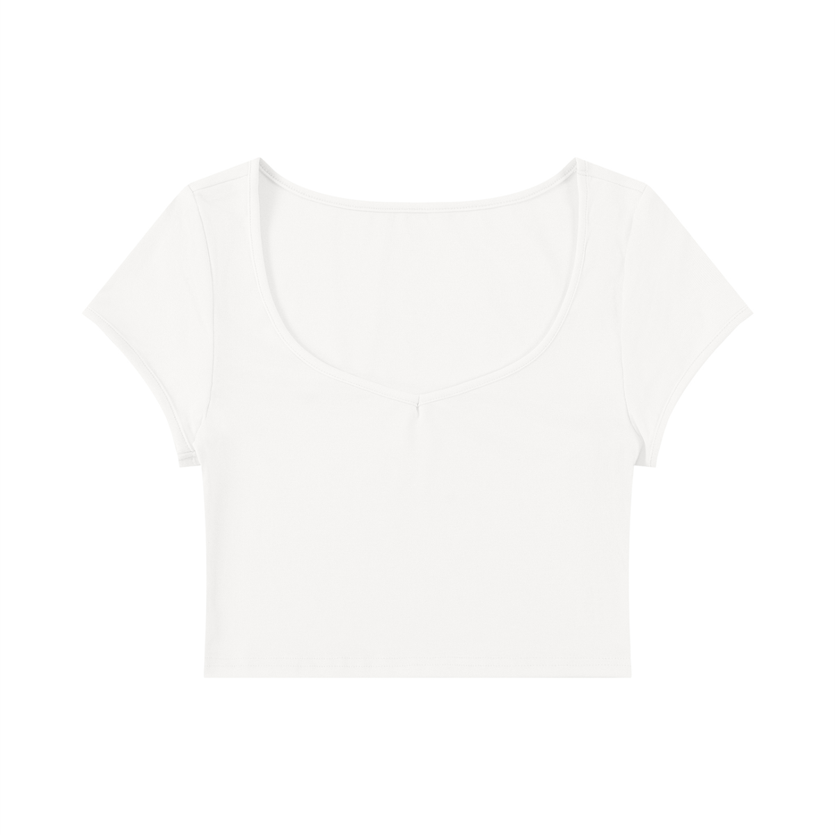 Women's Slim Fit U-Neck Crop T-Shirt in white