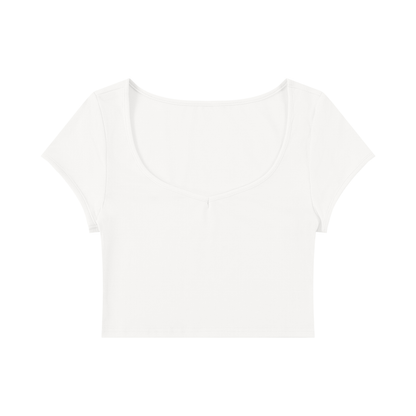 Women's Slim Fit U-Neck Crop T-Shirt in white