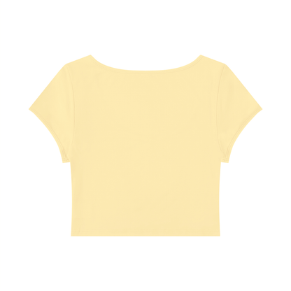 Women's Slim Fit U-Neck Crop T-Shirt in yellow, alternate angle