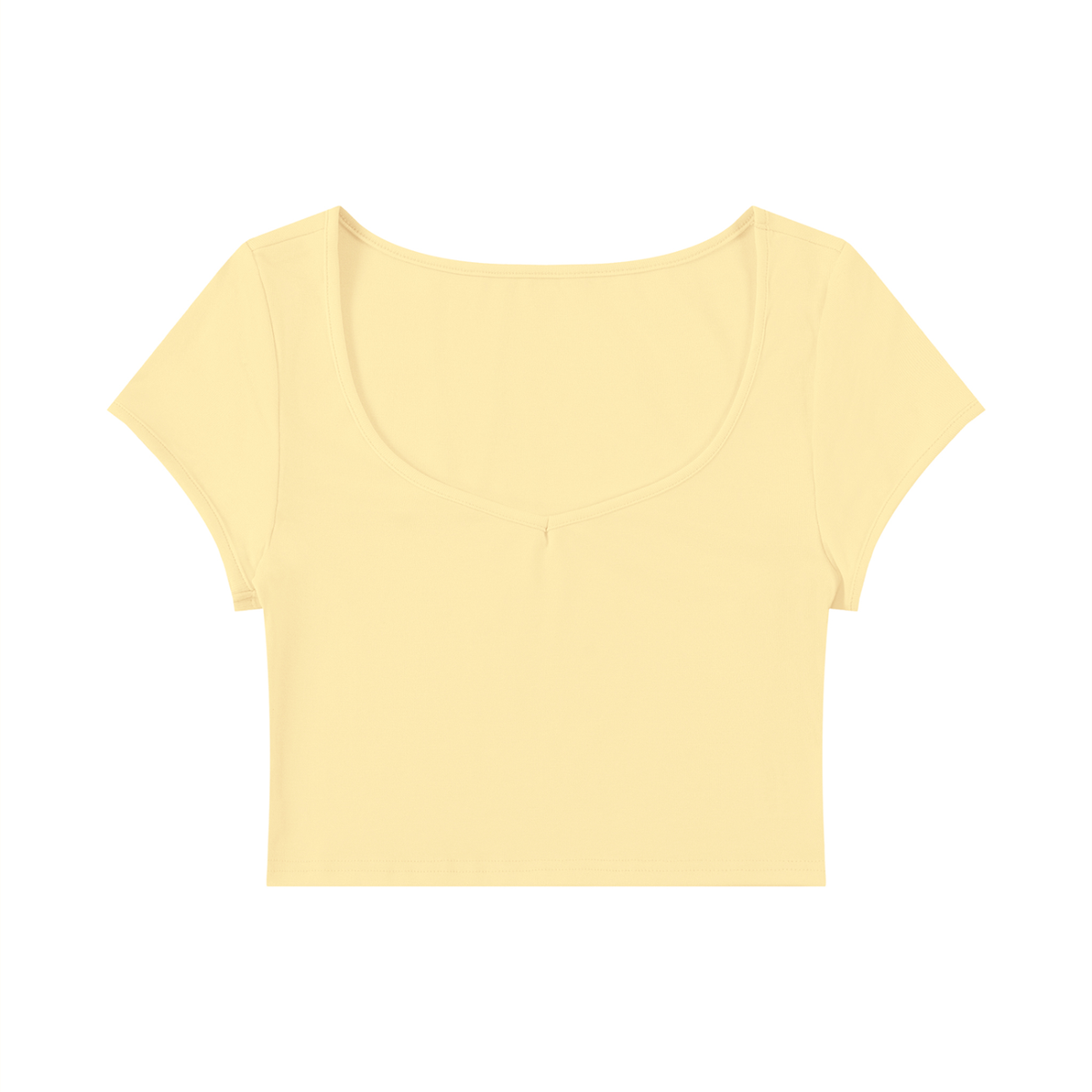 Women's Slim Fit U-Neck Crop T-Shirt in yellow