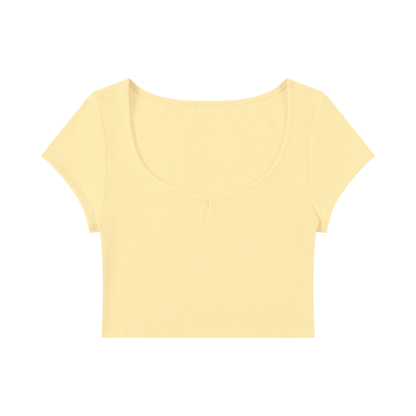 Women's Slim Fit U-Neck Crop T-Shirt in yellow