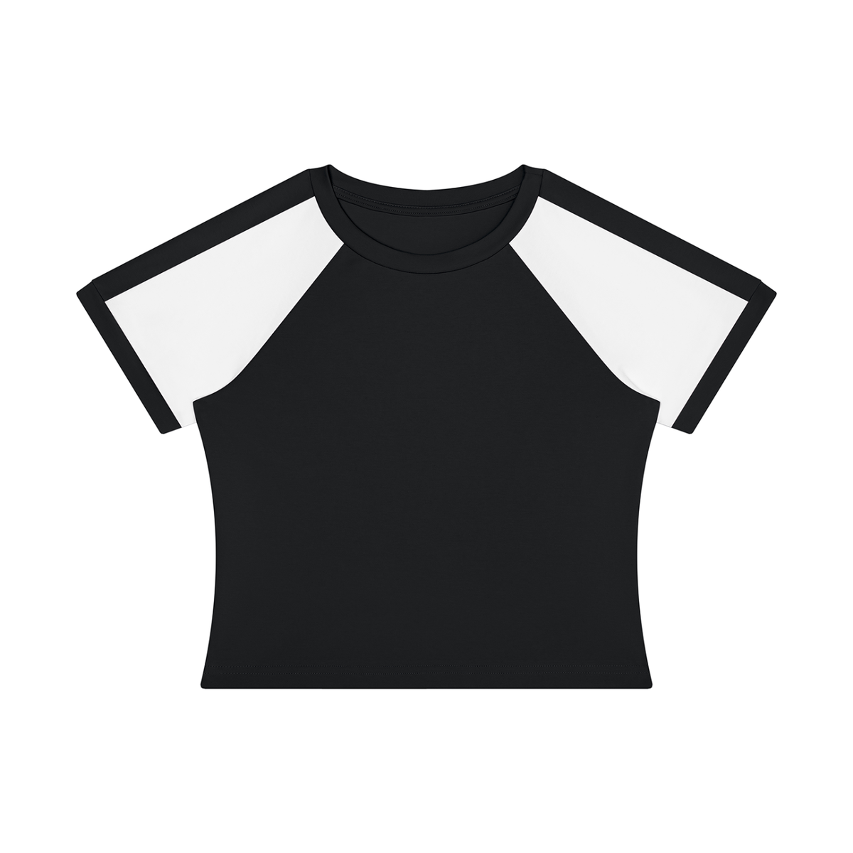 Women's Slim Raglan Color Block T-Shirt in black with white