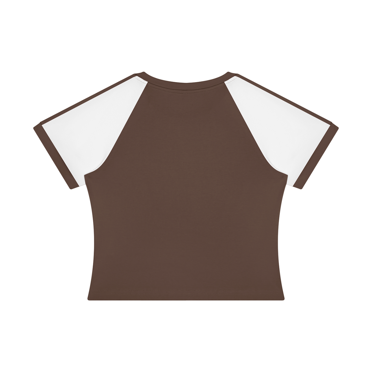 Women's Slim Raglan Color Block T-Shirt in coffee with white, alternate angle