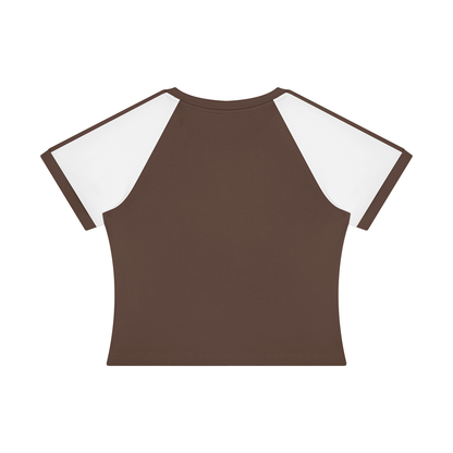 Women's Slim Raglan Color Block T-Shirt in coffee with white, alternate angle