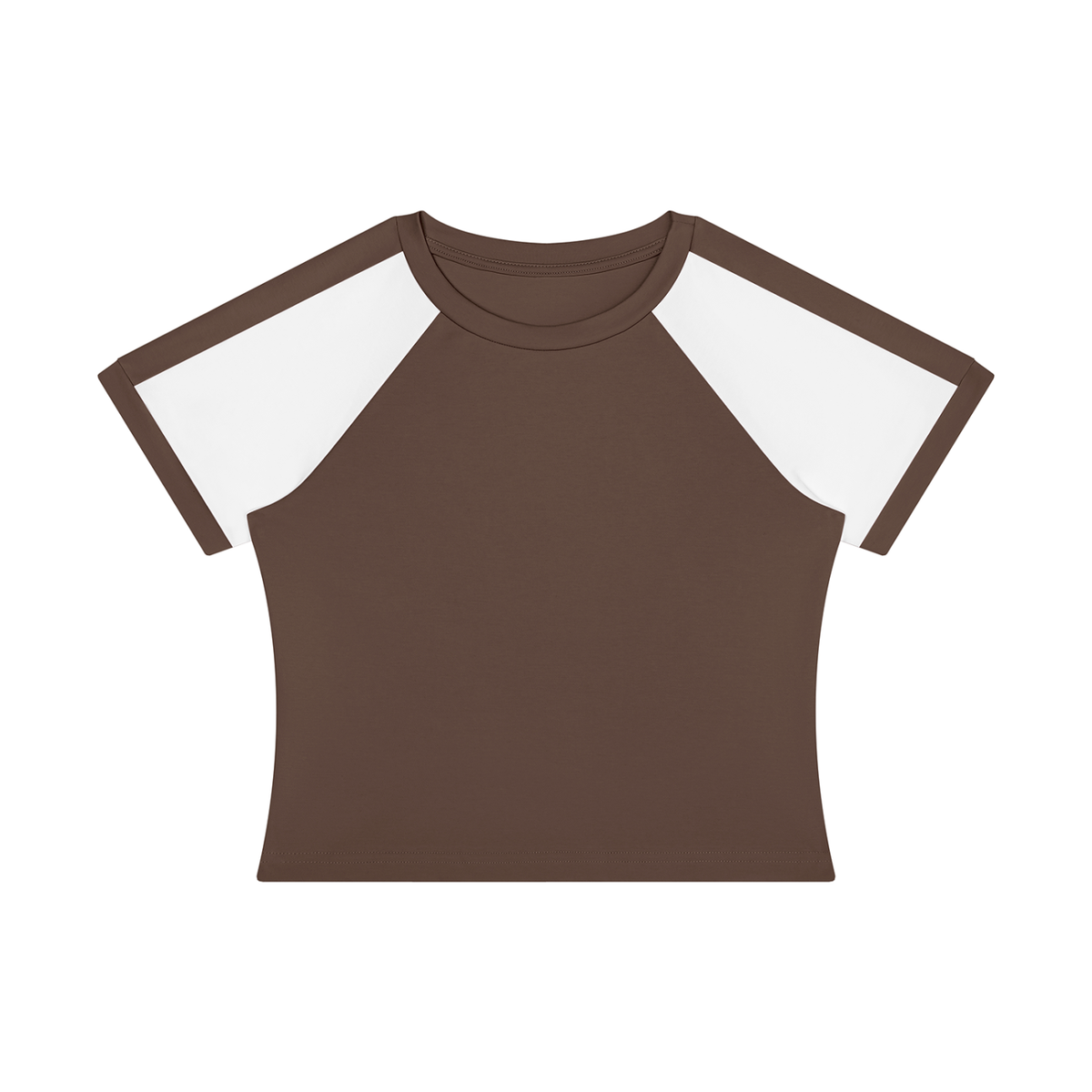 Women's Slim Raglan Color Block T-Shirt in coffee with white