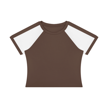 Women's Slim Raglan Color Block T-Shirt in coffee with white