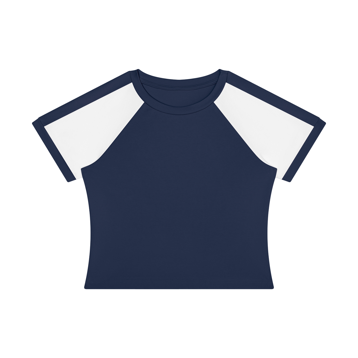 Women's Slim Raglan Color Block T-Shirt in navy blue with white