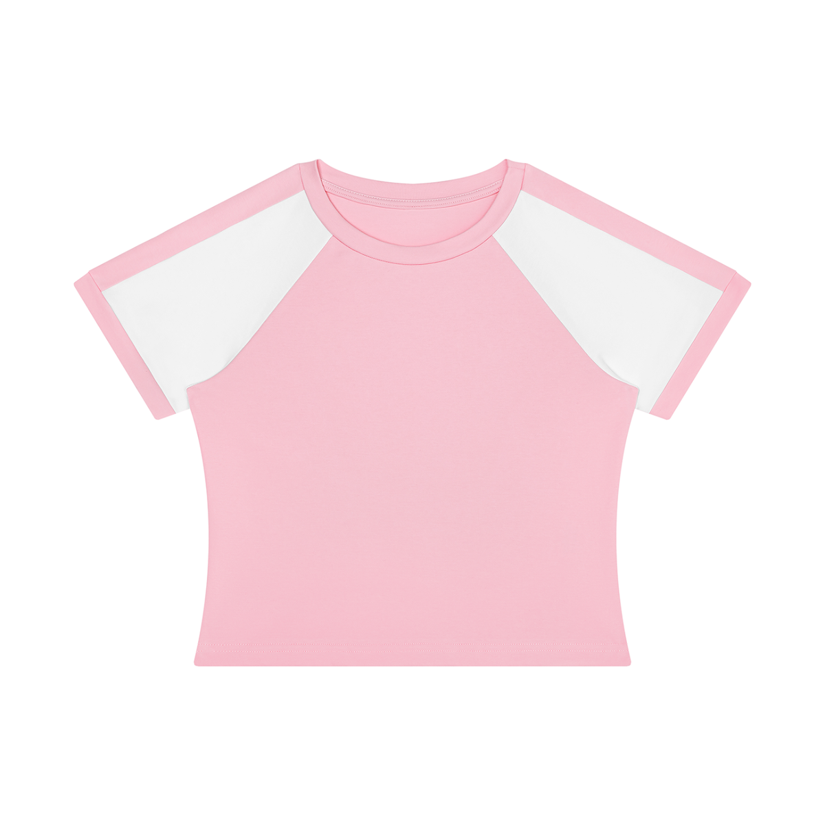 Women's Slim Raglan Color Block T-Shirt in pink with white