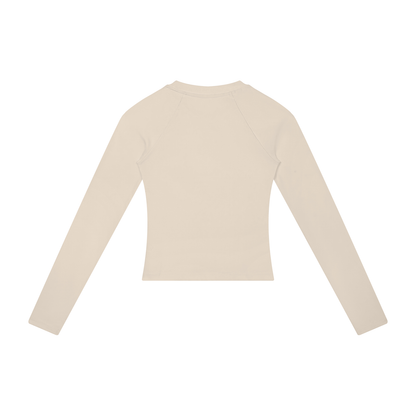 Women's Slim Raglan Long Sleeve T-Shirt in khaki, alternate angle