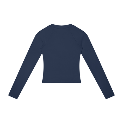 Women's Slim Raglan Long Sleeve T-Shirt in navy blue, alternate angle