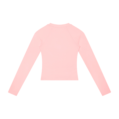 Women's Slim Raglan Long Sleeve T-Shirt in pink, alternate angle