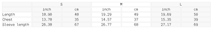 Size chart for the Women's Slim Raglan Long Sleeve T-Shirt